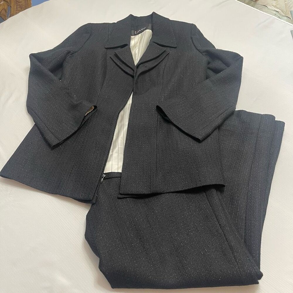 B Louise Women’s Black Wool Blend Pant Suit Pant Set Size 14